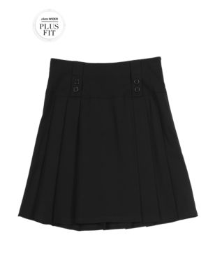 Plus Fit Girls&#39; Crease Resistant Adjustable Waist Traditional Skirt with Permanent Pleat & Stormwear&trade;